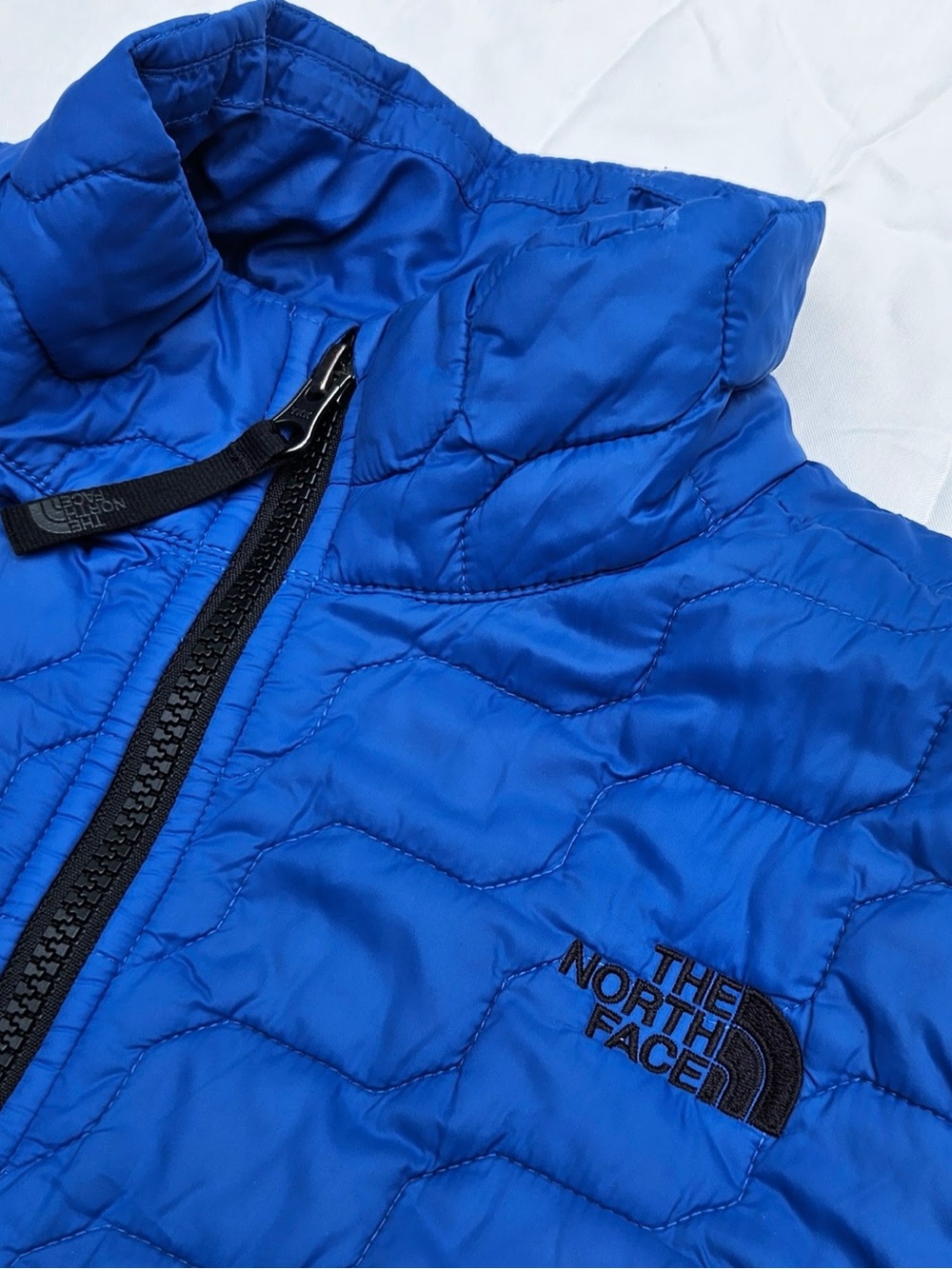The North Face Kids Blue Puffer Jacket with Black Logo